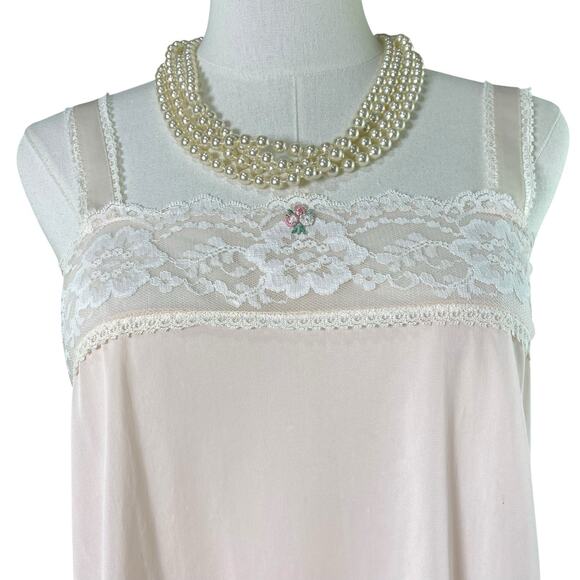 Vintage 60s Coquette Pastel Pink Nylon Lacy Babydoll Nightgown Women’s Size S - Picture 2 of 10